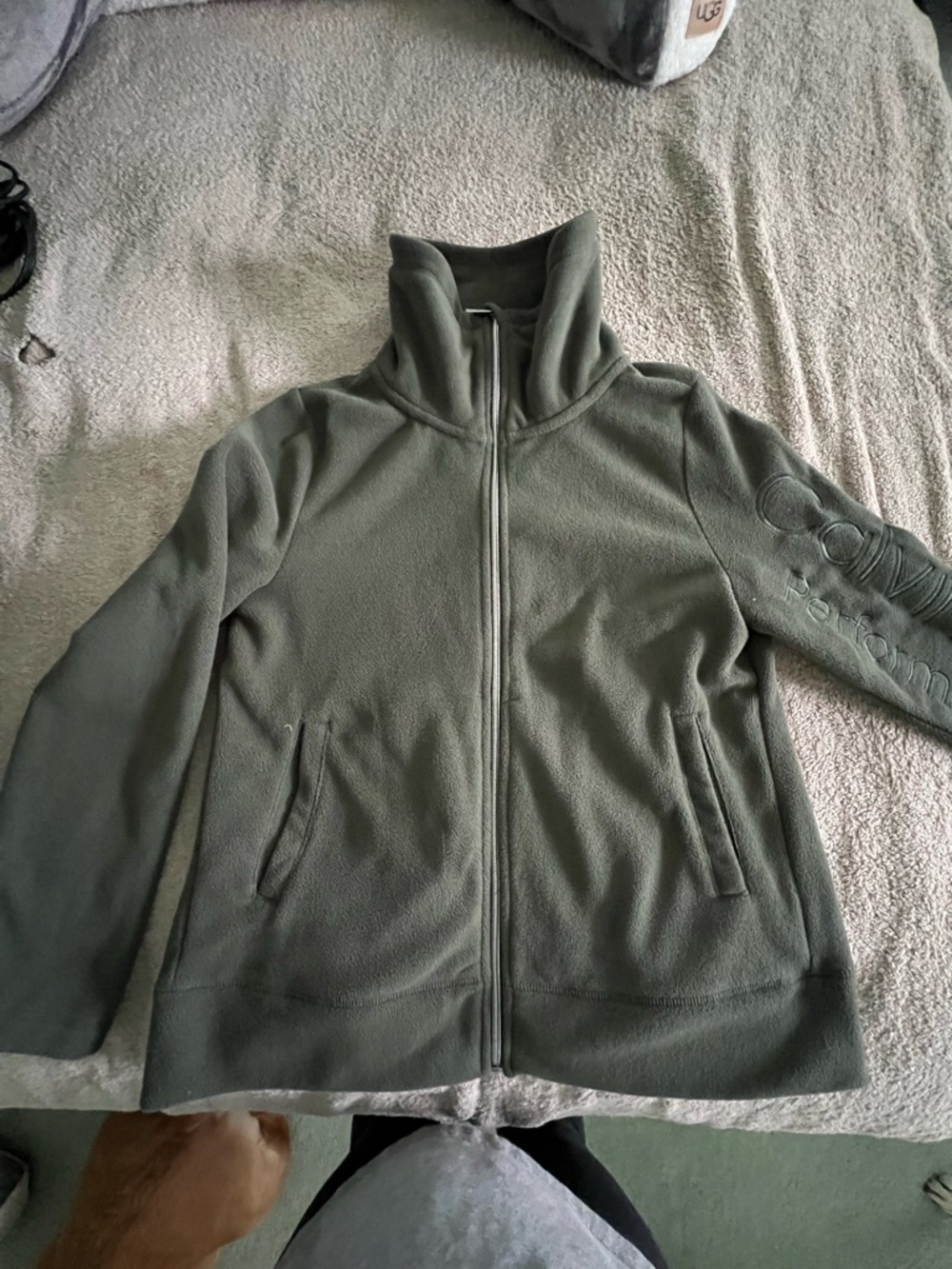 Calvin Klein Women's Olive Green Fleece Full-Zip Jacket